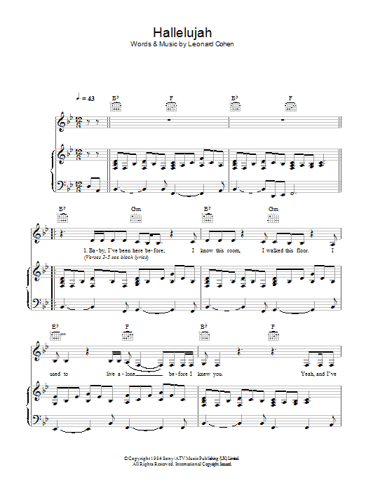 hallelujah leonard cohen piano pdf
